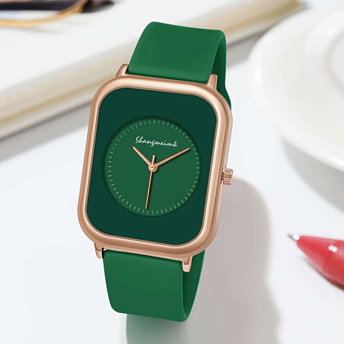 1pc Fashionable Quartz Wrist Watch for Women Analog Display Alloy Case Silicone Strap Elegant Casual