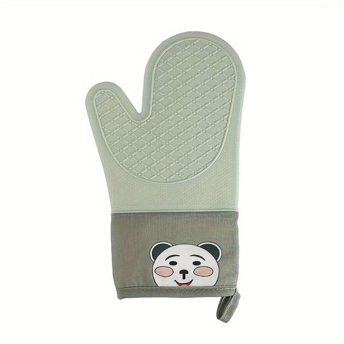 1pc Silicone Oven Gloves Panda Prints Oven Mitts Heat Resistant Kitchen Gloves with Soft Linin