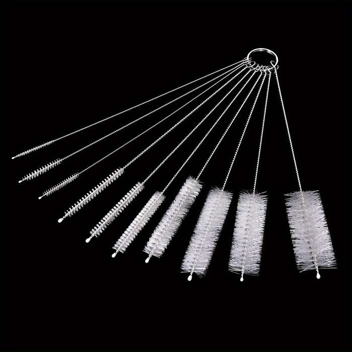 10-Piece Multi-Size Stainless Steel Brush Set for Narrow Space Cleaning Reusable Tube Brushes