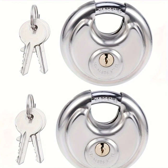 1pc Round Stainless Steel Padlock Anti-smashing Anti-prying Anti-theft Compartment Warehouse Door Lo