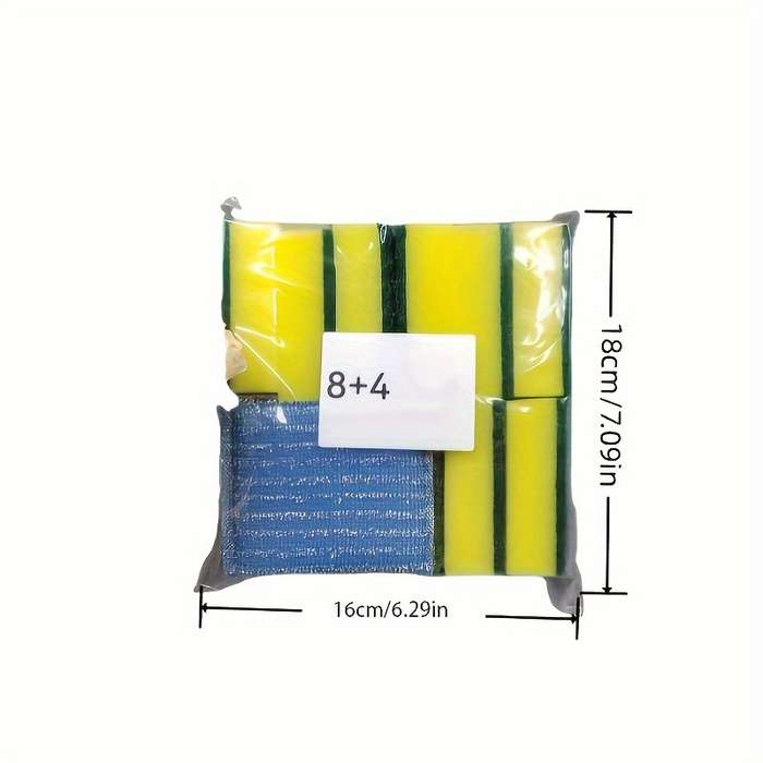 12pcs set Dish Sponge Set Multifunctional Double-Sided Cleaning Sponge Pot Scrubber Scourin