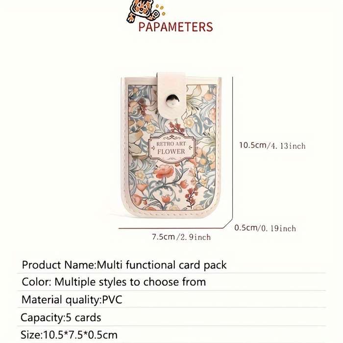 1pc Vintage Floral Pattern Pull-Out Multi-Card Slot ID Holder Large Capacity Compact Ultra-Thin Sy
