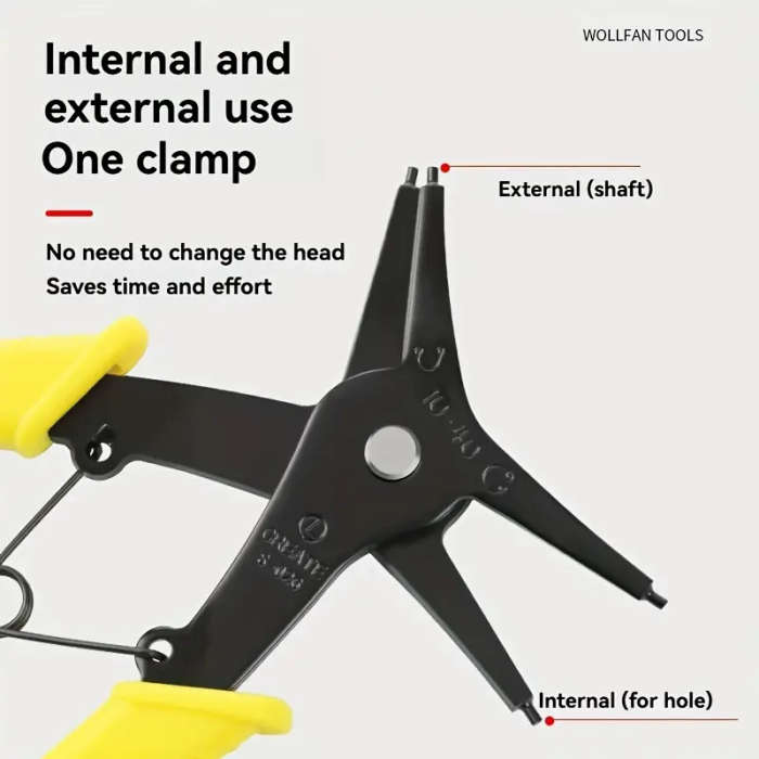 1pc 2in1 Snap Ring Pliers Dual-Purpose Multi-Functional Metal Tool for Indoor Outdoor Use