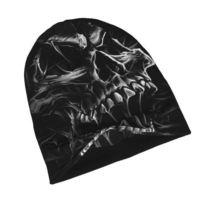 1pc Men's Gothic Skull Beanie Lightweight Windproof Polyester Hat for Spring Autumn Unique F