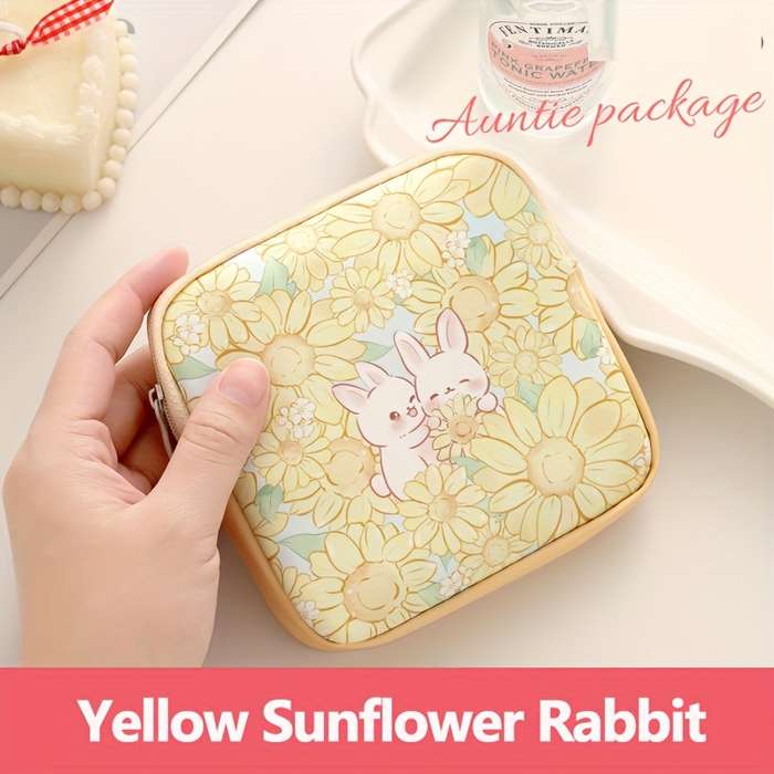 1pc Cute Cartoon Oil Painting Design PVC Storage Bag Casual Style Lightweight Hand Washable