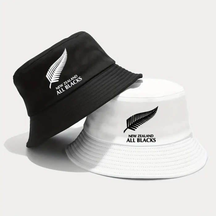 1pc New Zealand All Blacks Printed Bucket Hat Breathable Sun Hat Unisex Outdoor Vacation Travel Fold