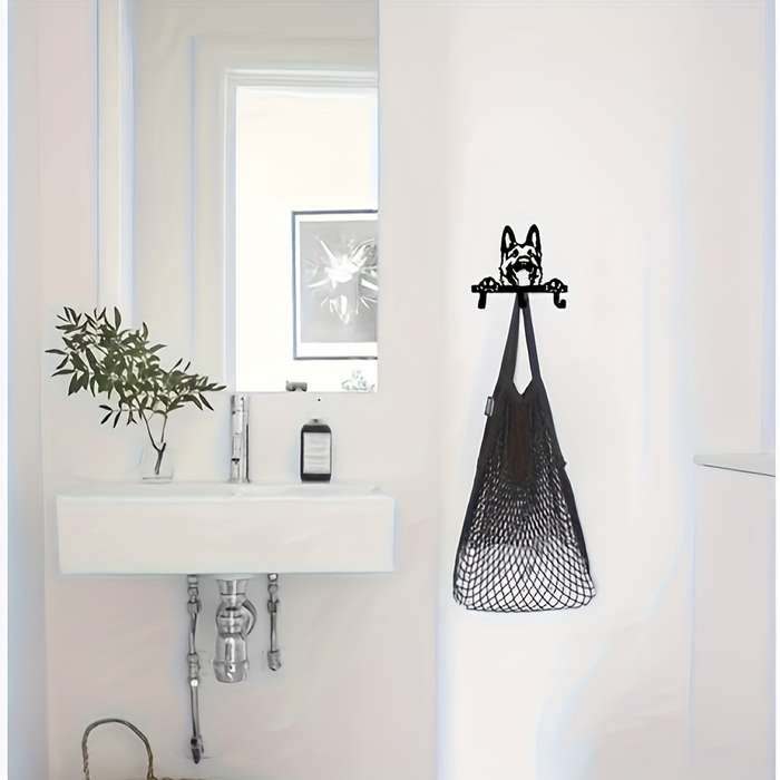 German Shepherd Metal Wall HookEasy Install Black Coated Key  Leash Holder for Kitchen Bathroo