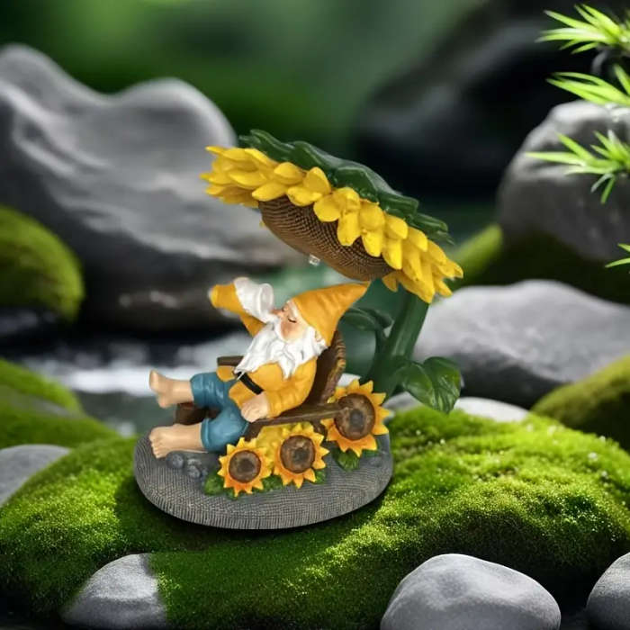 Solar Garden Gnome Statue