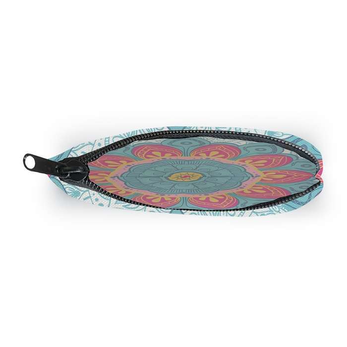 1pc Stylish Mandala Print Zipper Pouch Lightweight Durable Polyester Coin Purse with Vibrant Flor