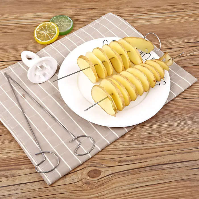 6 Piece Stainless Steel Spiralizer Set - Multi-Functional Manual Vegetable Cutter