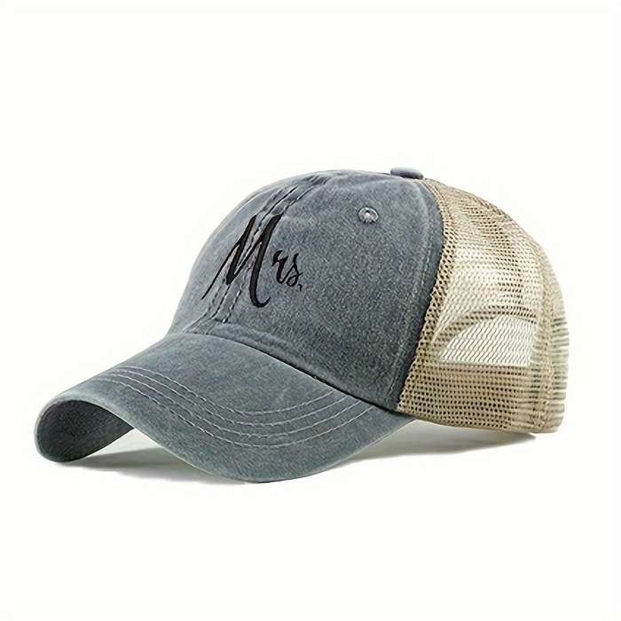 1pc Vintage Washed Baseball Cap with Embroidered Logo Breathable Adjustable Trucker Hat for All Se