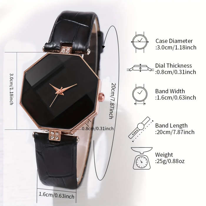 4pcs set Fashionable Women'S Quartz Wristwatch and Heart Charm Bracelet Set Round Alloy Case Faux Le