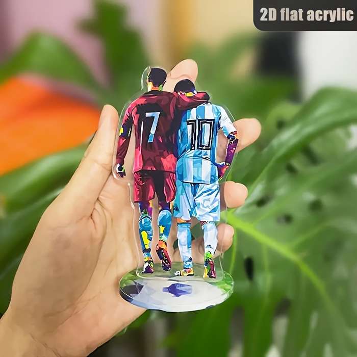 1pc 2D Flat Acrylic Soccer Player Silhouette Decor  Standee Red Blue Teamwork Figures Ideal fo