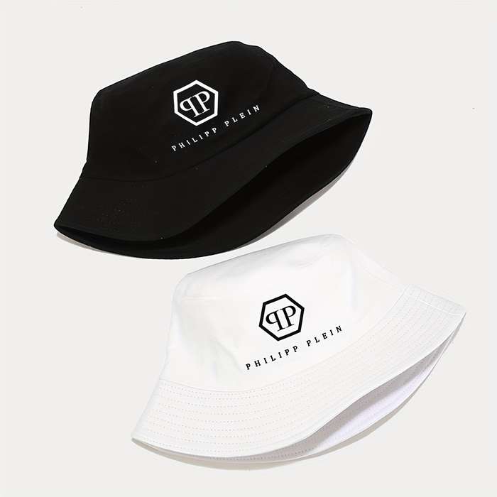 1pc Philipp Plein Bucket Hat Lightweight Polyester Sun Hat with Logo Design Foldable Fisherm