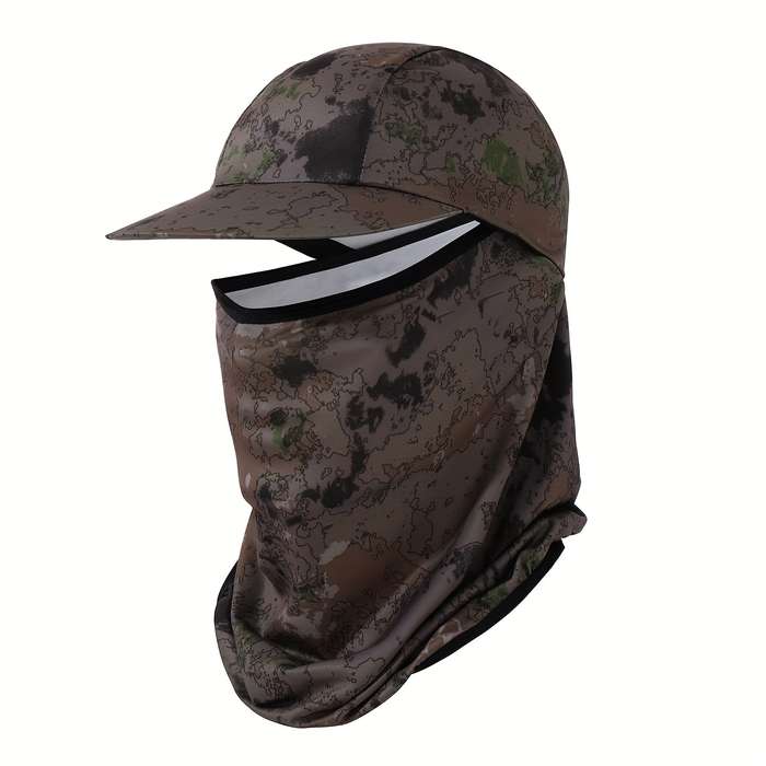 1pc Multi-Color Wide-Brim Sun Hat with Face Mask Stylish Knit Polyester Ideal for Fishing H