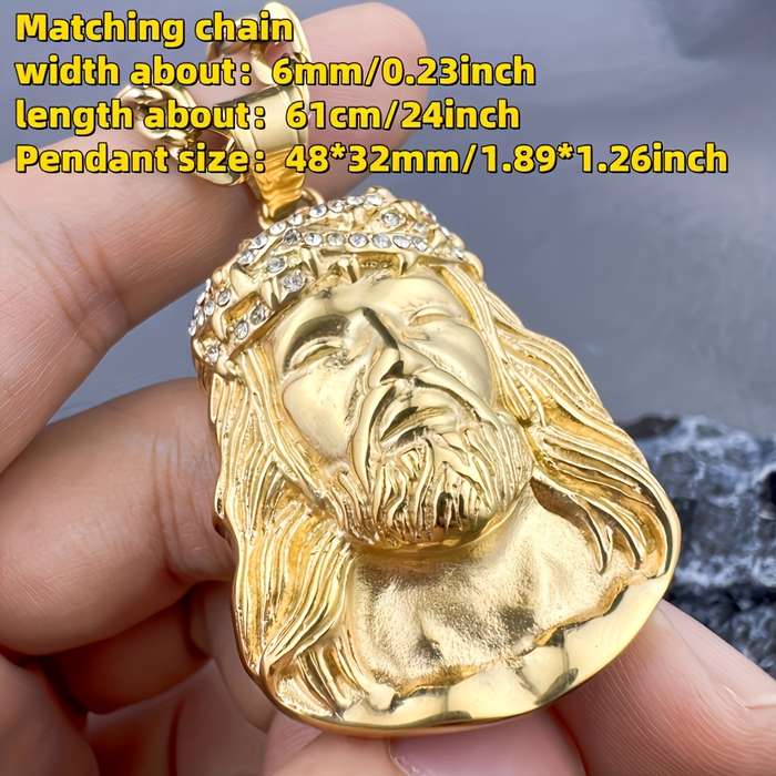1 Piece Golden Jesus Theme Pendant