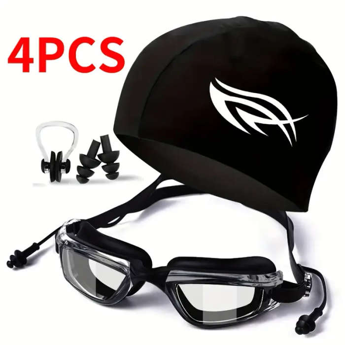 4pcs Swimming Gear Set Including Goggles for Both Men And Women Men'S Waterproof And Anti-Fog Goggle