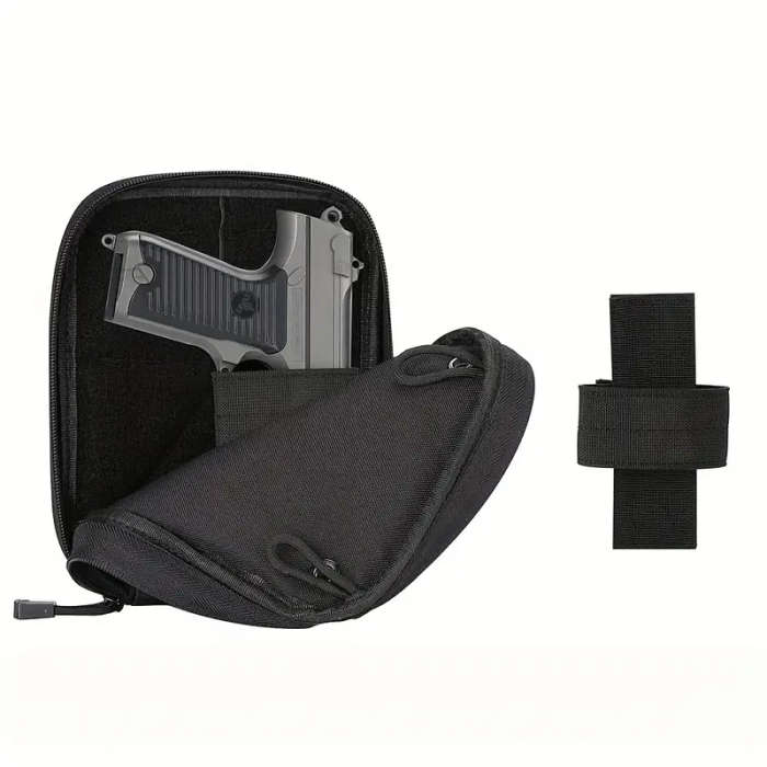 1pc Classic Ambidextrous Nylon Gun Holster with Zipper Closure Versatile Concealed Carry Waist Bag f