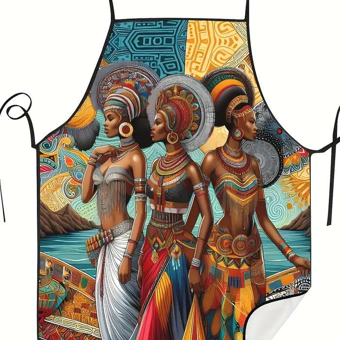 1pc African Women Print Apron Sleeveless Design Durable Woven Polyester 150gsm for Cooking