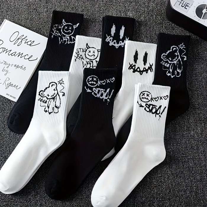 5 Pairs Random White One Size High Elastic Socks