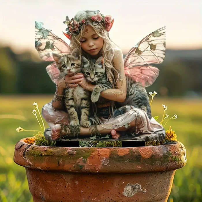 1pc Art Deco Fairy Angel Bonsai Accents Plastic Garden Stake Figurines Outdoor Thanksgiving Decor Bo