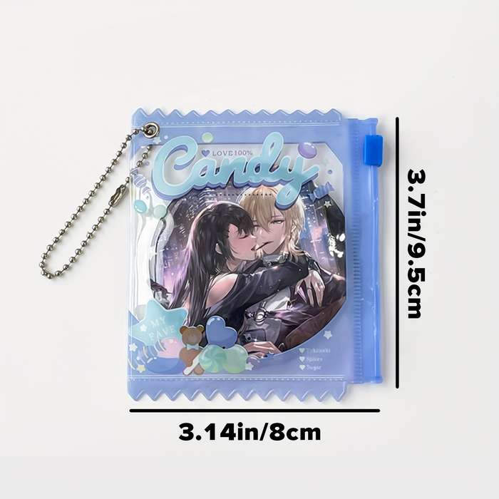 1pc Transparent PVC Dustproof Bag with Keychain Sweet Candy Theme Multi-Color Options Zipper