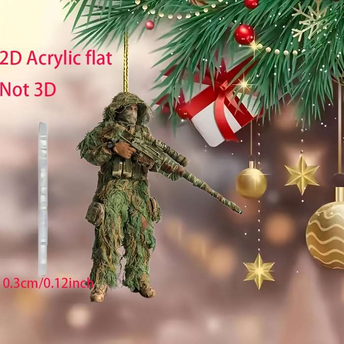1pc 2D Flat  Tactical Camo and Gun Acrylic Keychain Ideal for Cars Home Decor and Gifts Perfec