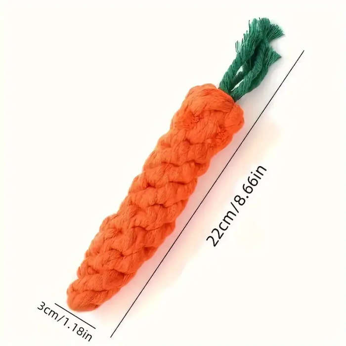 1pcs Durable Dog Chew Toy Carrot Design Braided Fabric Rope for Teeth Grinding and Interactive Play
