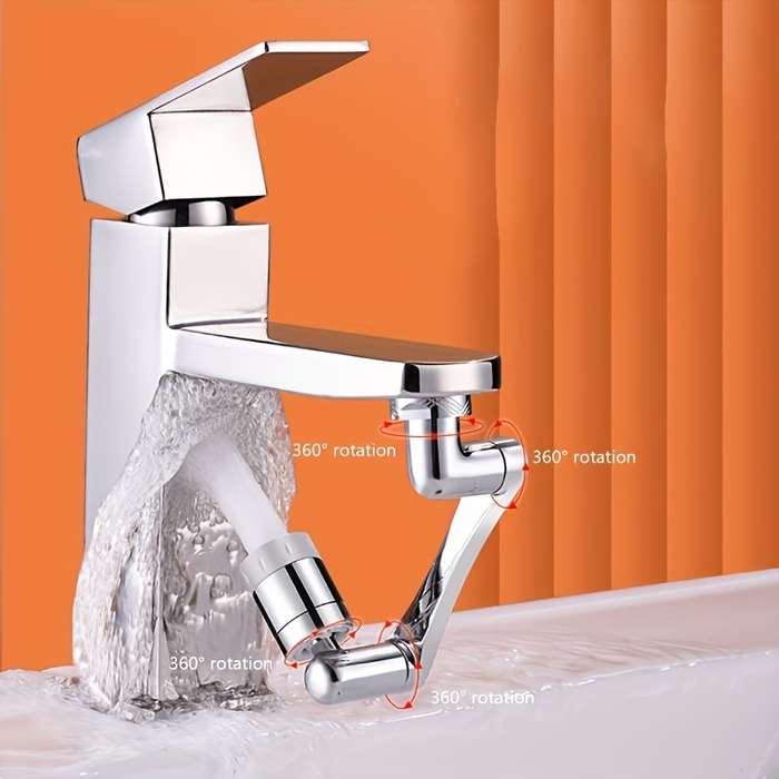 1Pc Silvery Universal Mechanical Arm Faucet