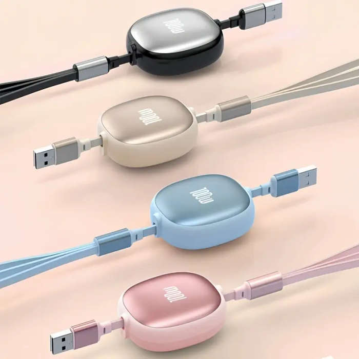1pc 3in1 Retractable USB Charging Cable 100W Fast Charging USB to C Micro USB for iPhone 13 14 12 11