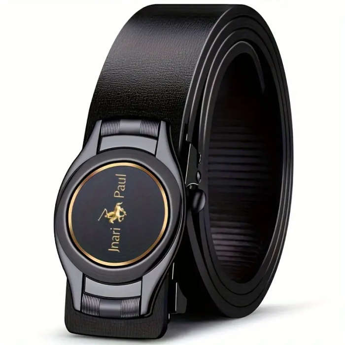 Genuine Leather Automatic Buckle Belt Golden 110
