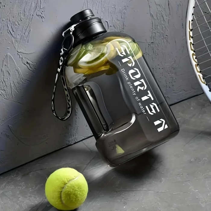 1pc 57.48oz Leak-Proof Sports Water Bottle with Handle Durable PC Material Large Capacity Precise Me