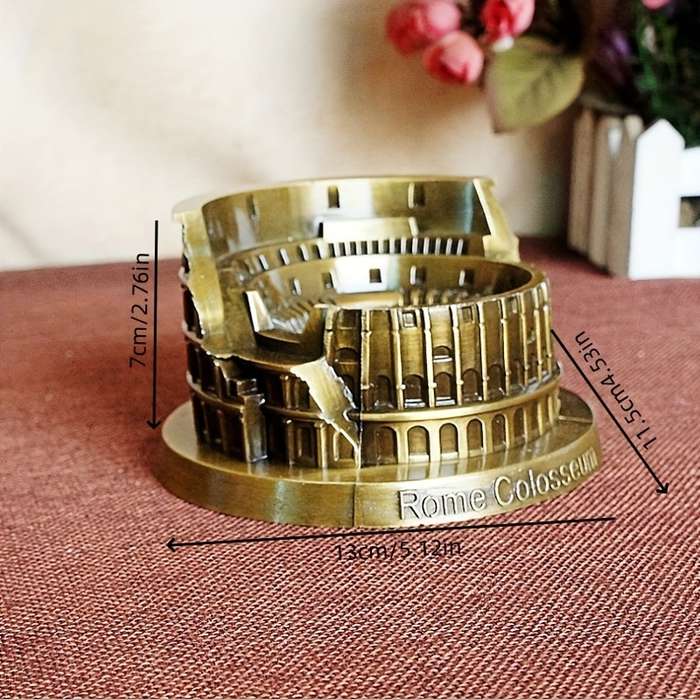 2D Flat 1pc metal Roman Colosseum model ashtray handicrafts home and office ornaments holida
