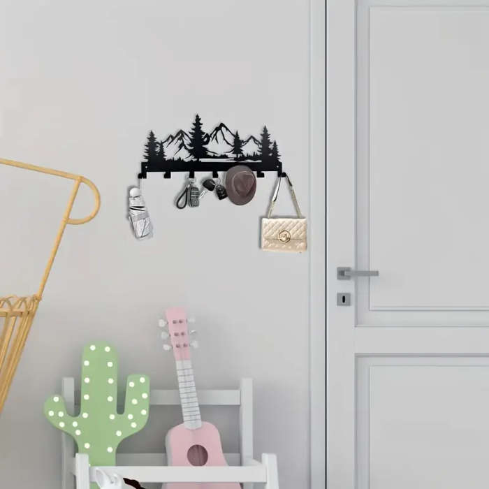 1pc Charming Metal Forest Key Hook Easy Install Wall Mount for Towels Hats Purses Stylish Entrance B
