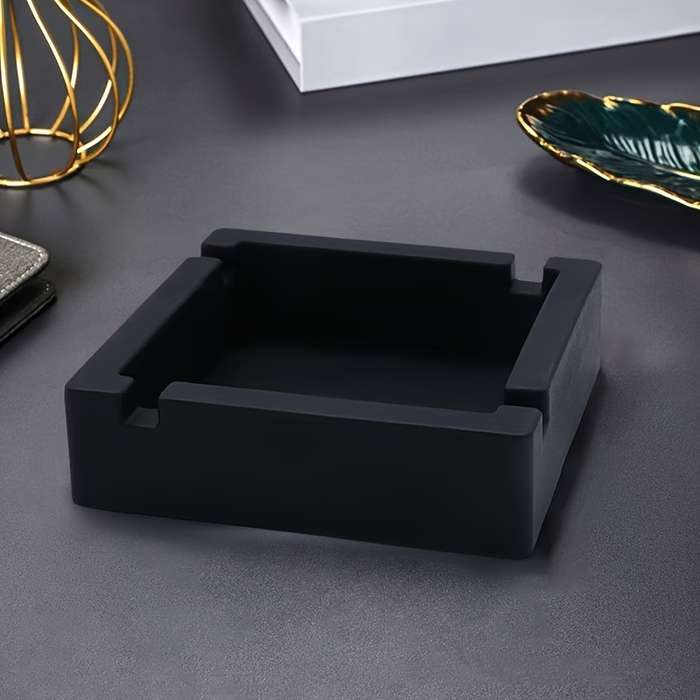 1pc Home Relaxation Modern Square Silicone Ashtray Sleek DIY Home Decor No Power Needed Black