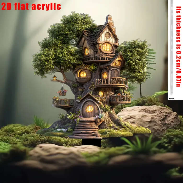 2D Flat Acrylic Fairytale Tree House