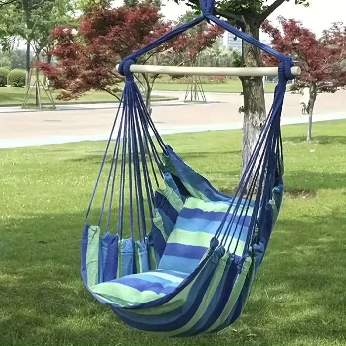 Casual Fabric Striped Hanging Chair, Portable Swing Hammock Durable Seat for Outdoor Travel Camping