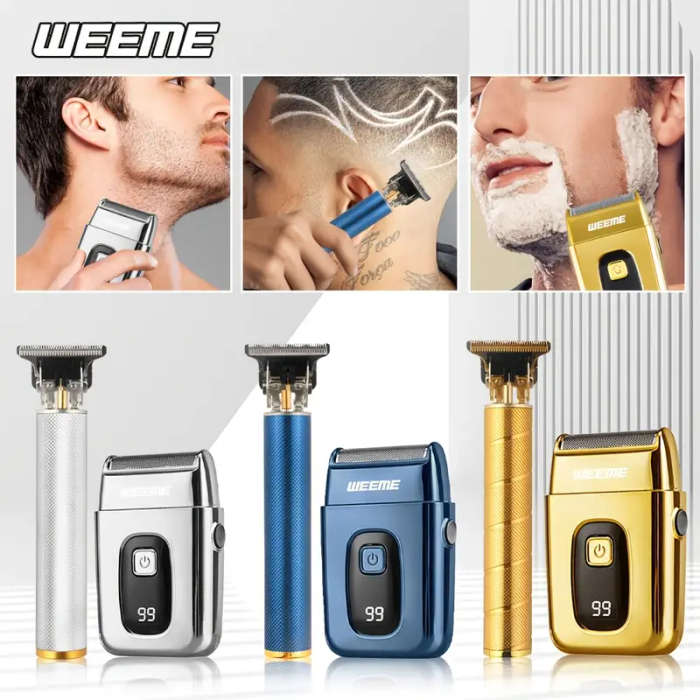 2pcs Professional Cordless Hair Cutting And Shaving Set USB Rechargeable Men'S Hair Clipper Portable