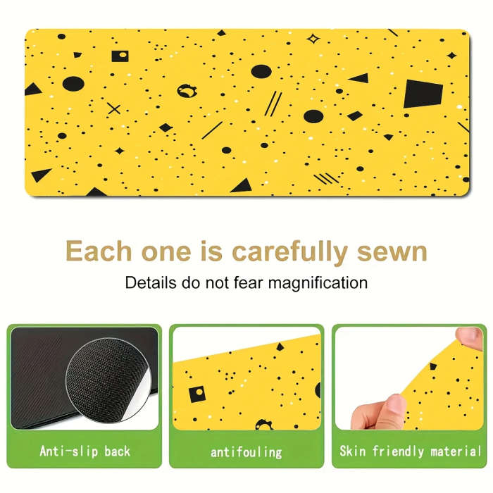 1pc 30x60cm Yellow Geometric Mouse Pad Vibrant Durable Rubber Desk Accessory