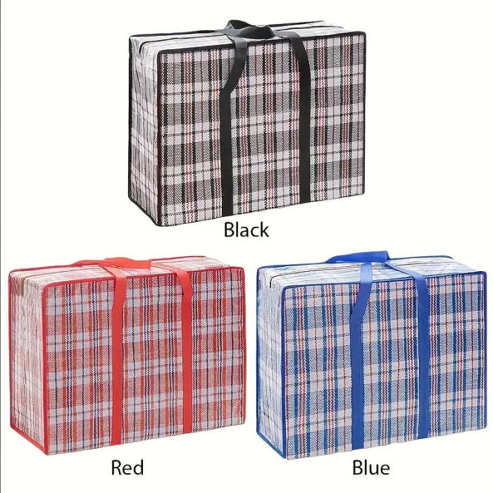 3pcs Large Moving Storage Bags Versatile Quilt Toy and Clothes Organizer with Zippers Durable Plasti