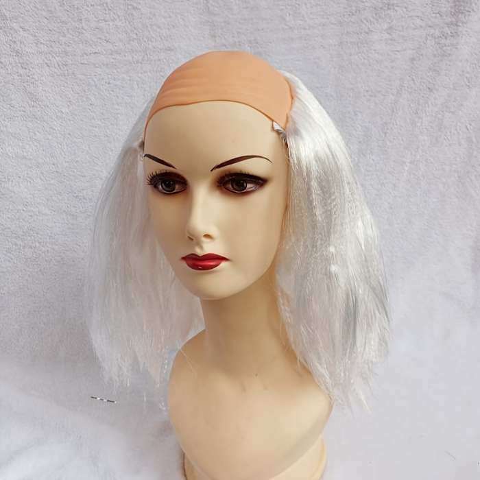 1Pc White 30.48cm Fashion Design Wig