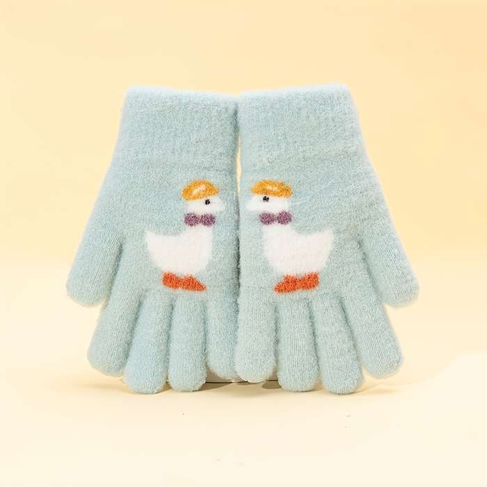 1 Pair Yellow 6 To 12 Years Old Warm Gloves