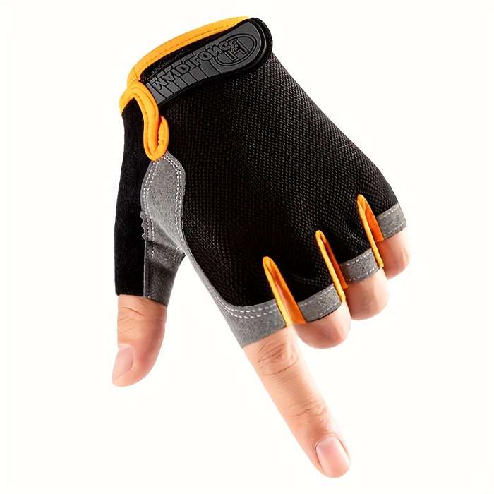 1 Pair Black Orange Outdoor Sports Gloves