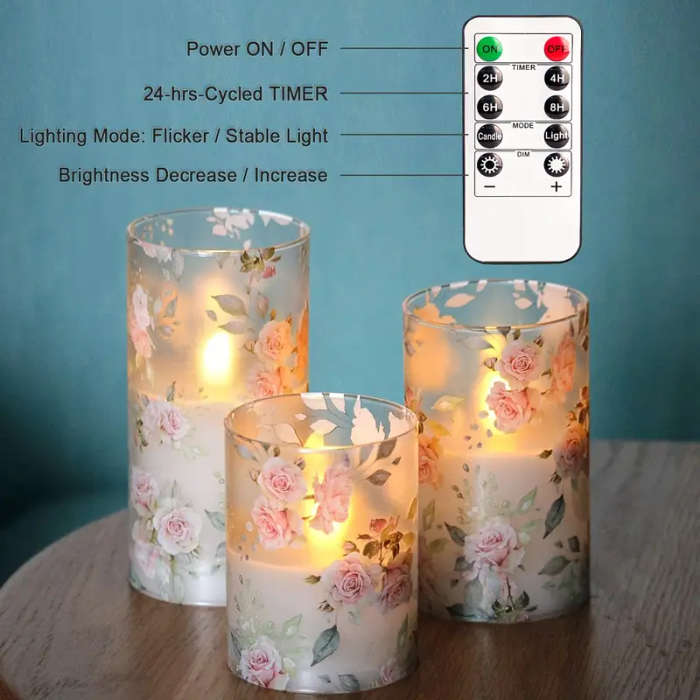 3 Piece Flameless Electronic Candle Set