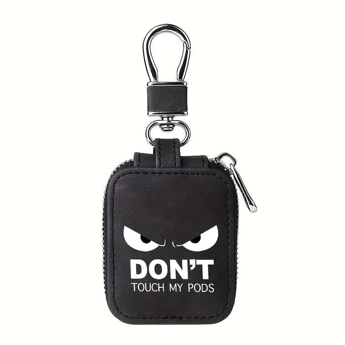 1pc Fun Hands Off My Pods Text Earbud Carrying Case Small Size Compatible with AirPods Made of