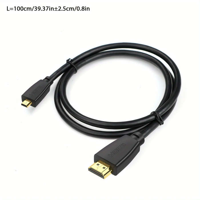 1pc 100cm High-Speed HDTV Cable 2.0/1.4 Gold-Plated Male to Micro 18Gbps Supports 4K 60Hz HDR 3D Up