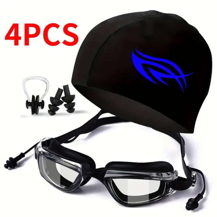 4pcs Swimming Gear Set Including Goggles for Both Men And Women Men'S Waterproof And Anti-Fog Goggle