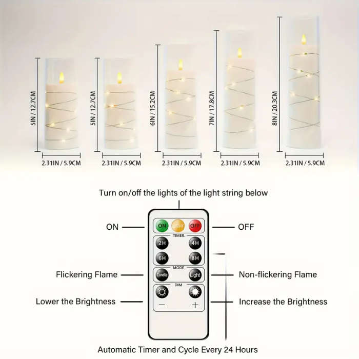 5-Piece Led Candle Set With Remote Control