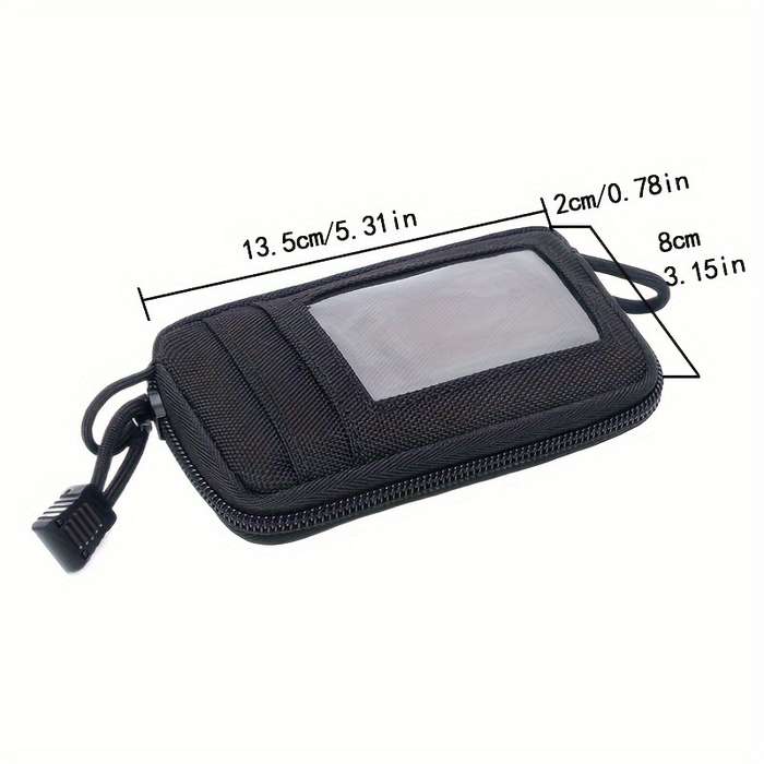 1pc Sporty Oxford Mini Waist Pouch with Clear Window Multi-Functional Coin Purse Card Holder 1 P