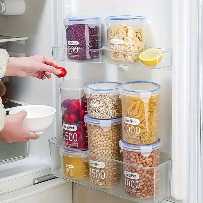 4pcs 1000ml/33.82oz Airtight Flip Top Clear Plastic Jars